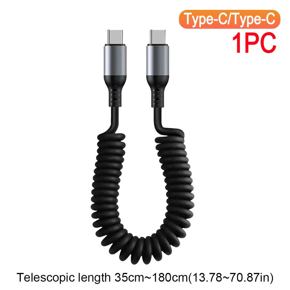 Câble Court à Ressort de 35cm à 180cm, pour Recharge Rapide, 3 à 1 Pièces