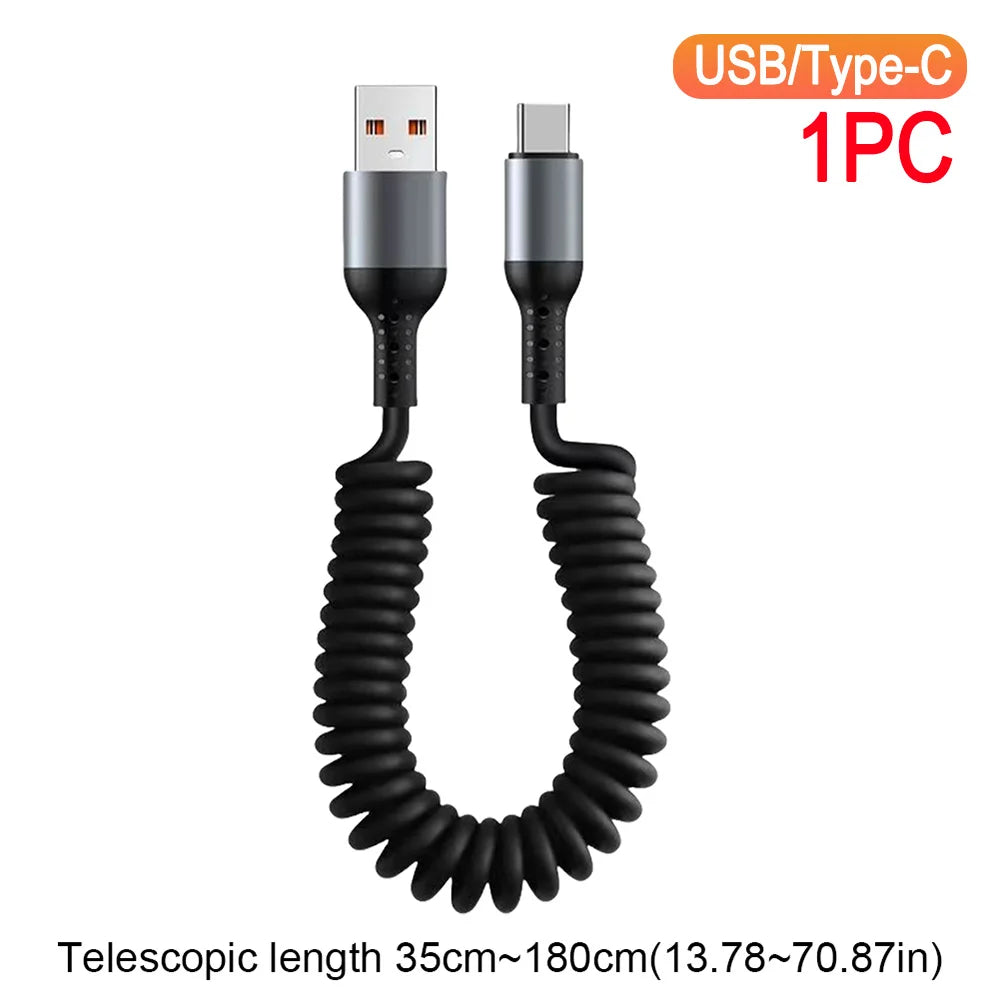 Câble Court à Ressort de 35cm à 180cm, pour Recharge Rapide, 3 à 1 Pièces