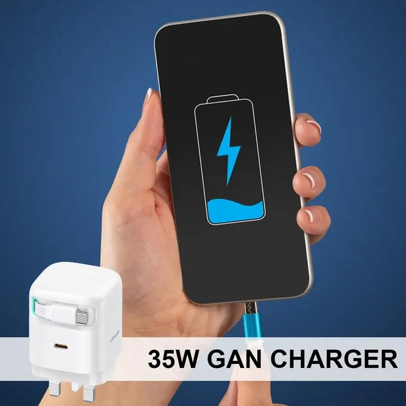 Gan-Chargeur de téléphone portable enfichable de type C, charge rapide, adaptateur de prise de voyage, nuit, PD, 35W