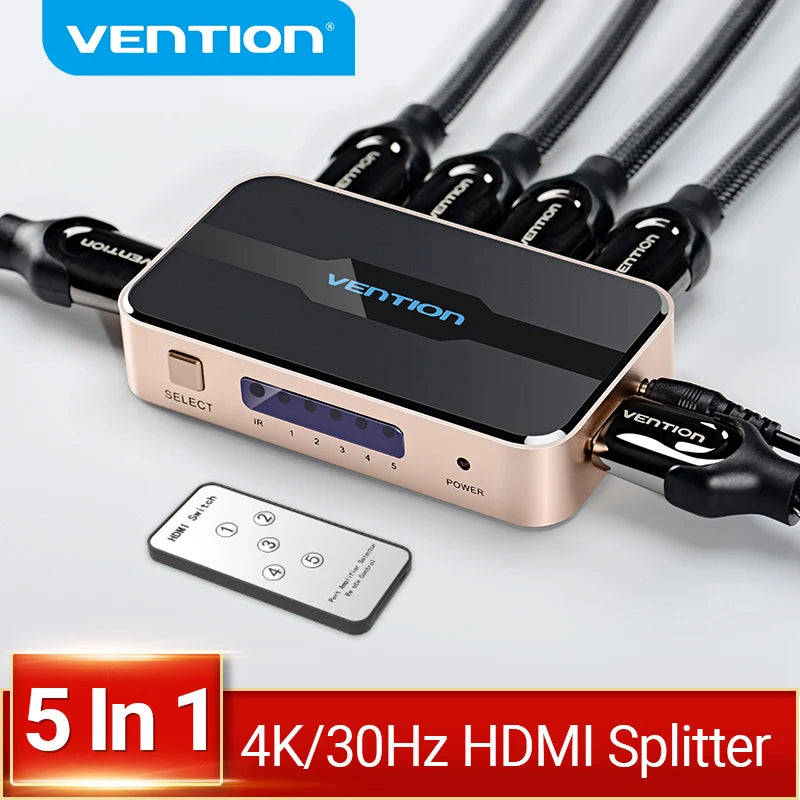 Vention HDMI Splitter 5 en 1 sortie 4K/30Hz HDMI 5x1 3x1