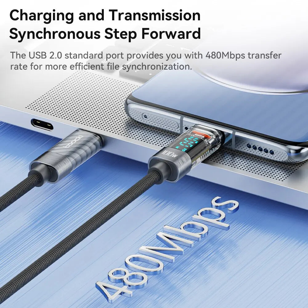 Toocki-Câble USB Type-C vers Type-C, 100W