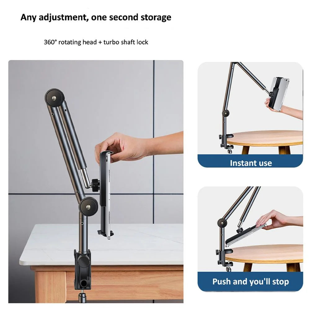 Support de tablette pour bureau de lit, support pour IPad avec bras en métal flexibles