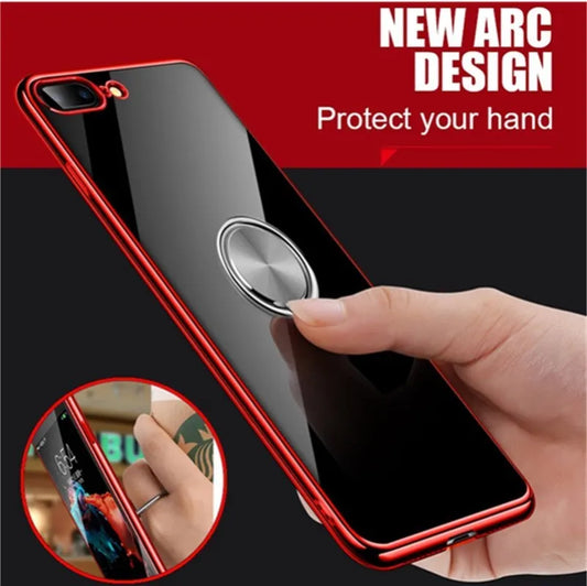Support de téléphone portable en métal avec anneau magnétique pour voiture,