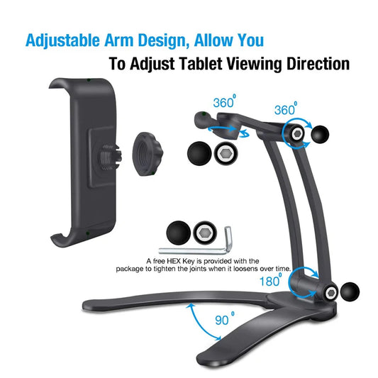 Support de montage pour tablette de bureau mural Adapté aux supports de smartphone pour tablette de 5 à 10,5 pouces de largeur