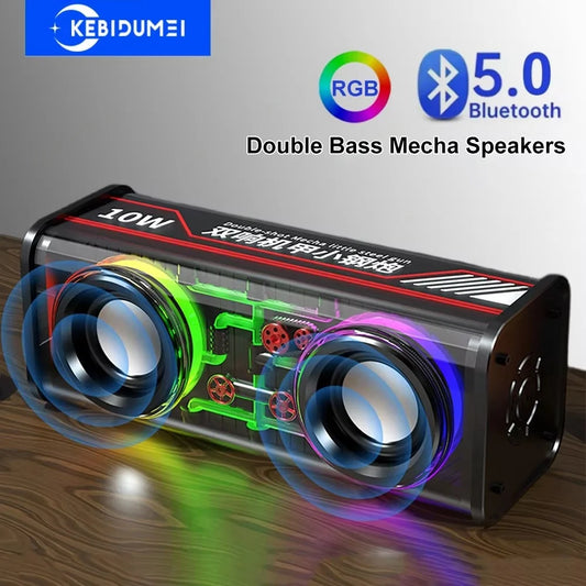 Bluetooth 5.0 double haut-parleurs 1800mAh haut-parleurs Mecha transparents sans fil effet de lumière rvb haut-parleur basse caisson de basses Mini haut-parleur