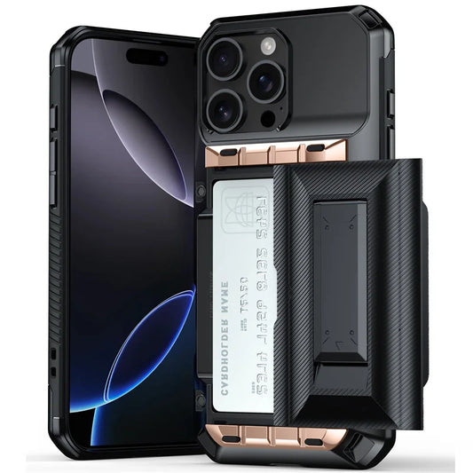 Coque de téléphone avec support de portefeuille coulissant