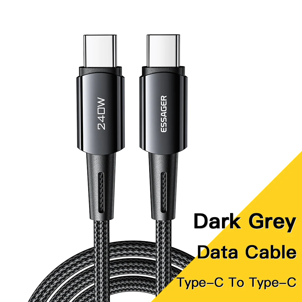 Essager 240W Super Fast Charging Type-C 67W Cable Fast Charging 6A USB Cable for Xiaomi 12Pro Redmi K50 Note 11Pro Black Shark 5Pro