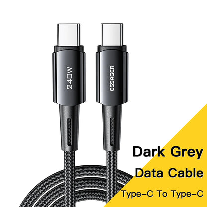 Essager 240W Super Fast Charging Type-C 67W Cable Fast Charging 6A USB Cable for Xiaomi 12Pro Redmi K50 Note 11Pro Black Shark 5Pro