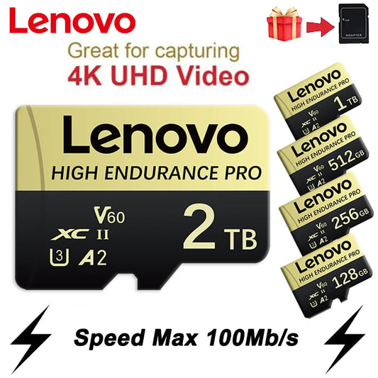 Boîte cadeau de luxe Lenovo 1 to carte SD 2 to 128 go carte mémoire Micro TF avec étui en cuir pour photographes de mariage/contents créateurs
