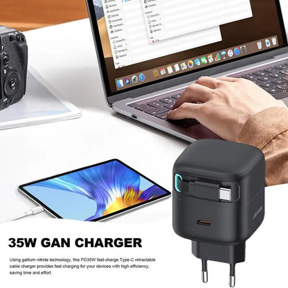 Gan-Chargeur de téléphone portable enfichable de type C, charge rapide, adaptateur de prise de voyage, nuit, PD, 35W