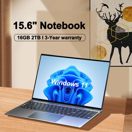 Ordinateur portable ultra fin de 15.6 pouces, 16 Go de RAM, 2 To de SSD, Intel Nino 00, Notebook Gamer, écran 1920x1080, ordinateur de bureau, PC d'étude, Windows 11 Pro, nouveau