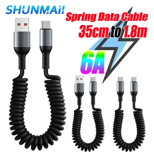 Câble Court à Ressort de 35cm à 180cm, pour Recharge Rapide, 3 à 1 Pièces
