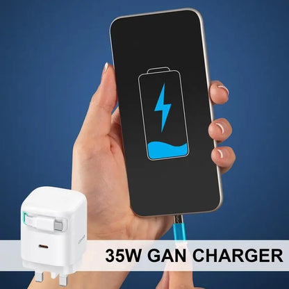 Gan-Chargeur de téléphone portable enfichable de type C, charge rapide, adaptateur de prise de voyage, nuit, PD, 35W